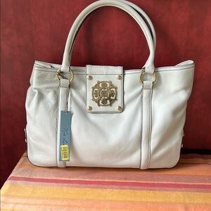 White Leather Tote Bag